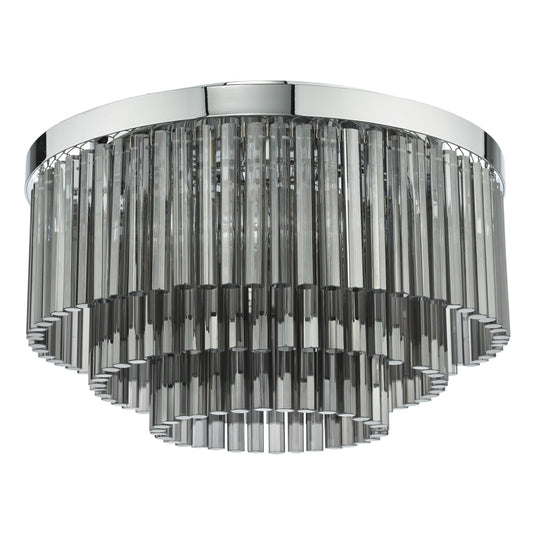 Dar Lighting LOG5410 Logan 5 Light Flush Polished Chrome Smoked Glass - 36959
