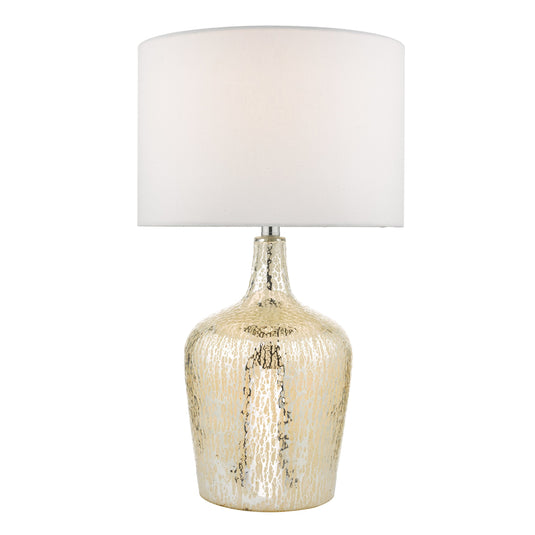 Dar Lighting LOL4232 Lolek Table Lamp Silver Glass With Shade - 35226