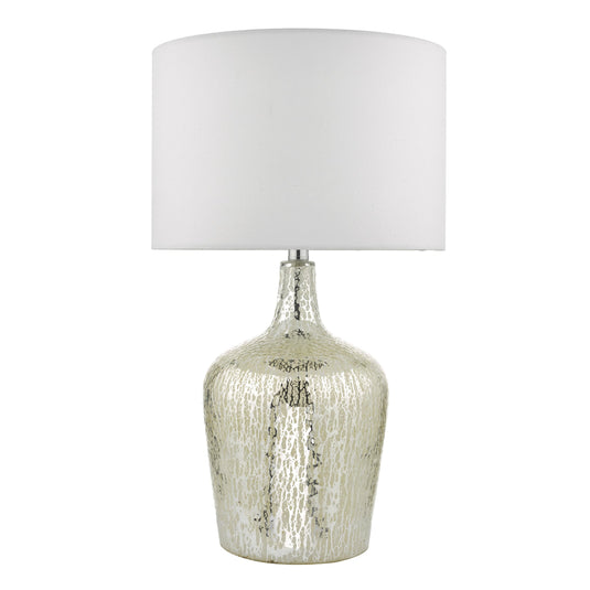 Dar Lighting LOL4232 Lolek Table Lamp Silver Glass With Shade - 35226