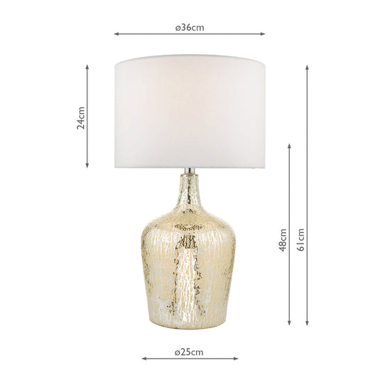 Dar Lighting LOL4232 Lolek Table Lamp Silver Glass With Shade - 35226