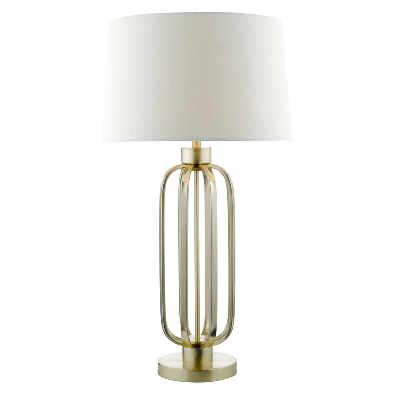 Load image into Gallery viewer, Dar Lighting LUC4241 Lucie Table Lamp Satin Brass complete with Shade - 35229

