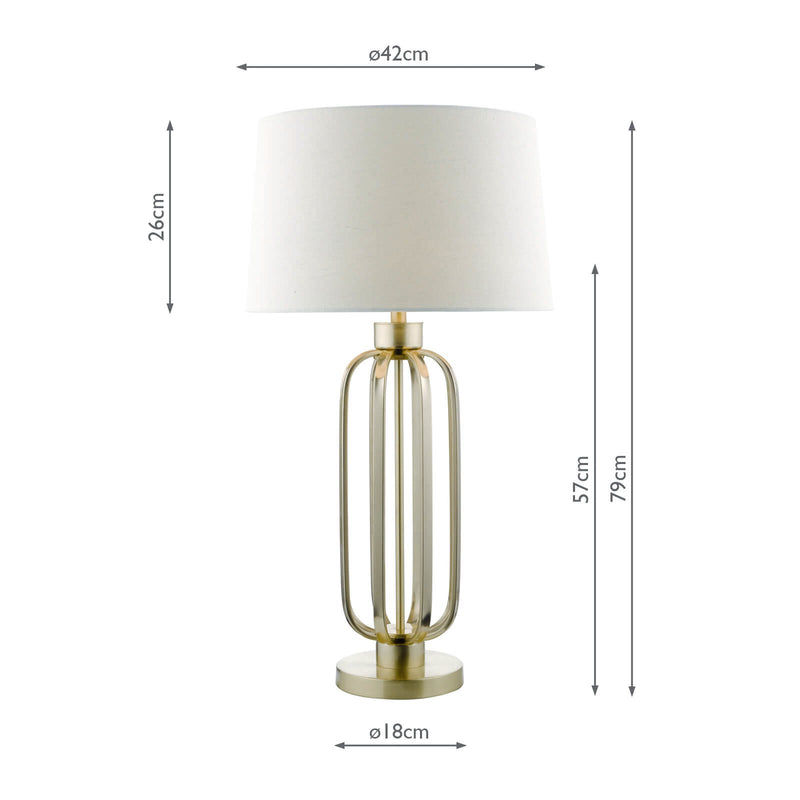 Load image into Gallery viewer, Dar Lighting LUC4241 Lucie Table Lamp Satin Brass complete with Shade - 35229
