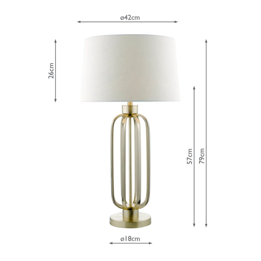 Dar Lighting LUC4241 Lucie Table Lamp Satin Brass complete with Shade - 35229