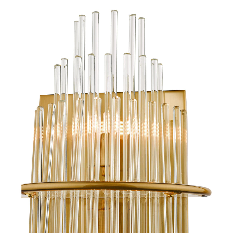 Load image into Gallery viewer, Dar Lighting LUK0935 Lukas 2 Light Wall Light Antique Gold Glass - 36962
