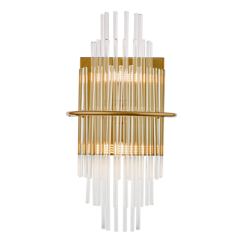 Load image into Gallery viewer, Dar Lighting LUK0935 Lukas 2 Light Wall Light Antique Gold Glass - 36962
