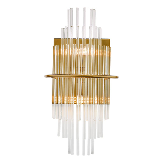 Dar Lighting LUK0935 Lukas 2 Light Wall Light Antique Gold Glass - 36962