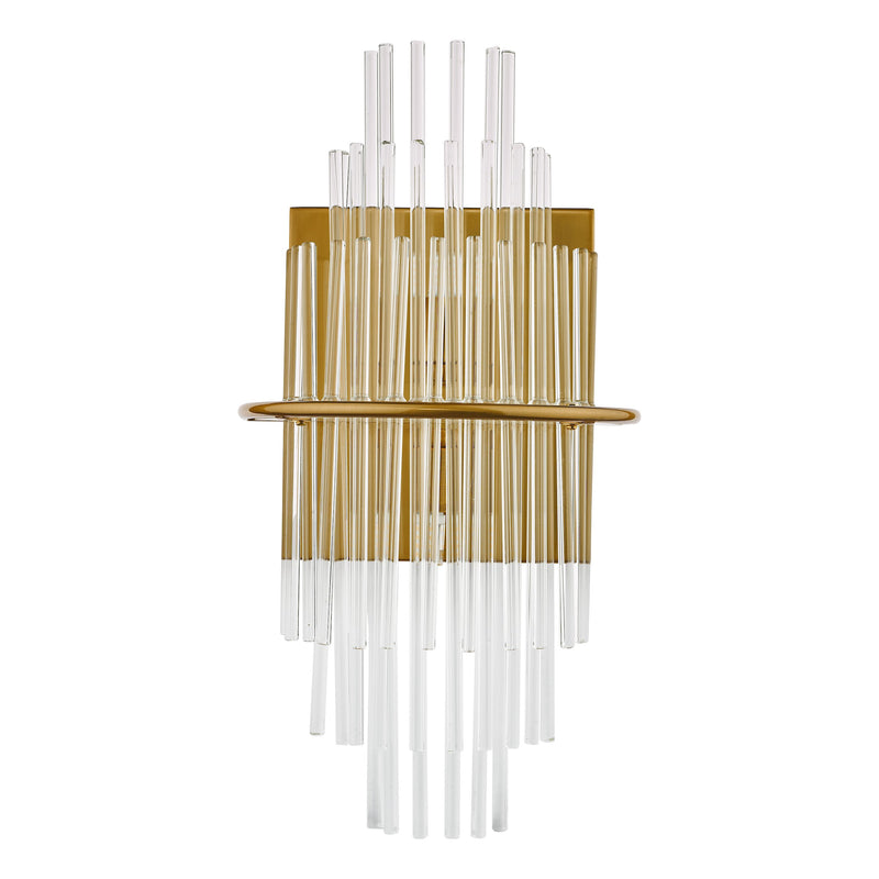 Load image into Gallery viewer, Dar Lighting LUK0935 Lukas 2 Light Wall Light Antique Gold Glass - 36962
