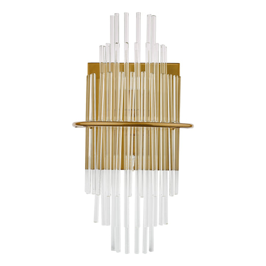 Dar Lighting LUK0935 Lukas 2 Light Wall Light Antique Gold Glass - 36962