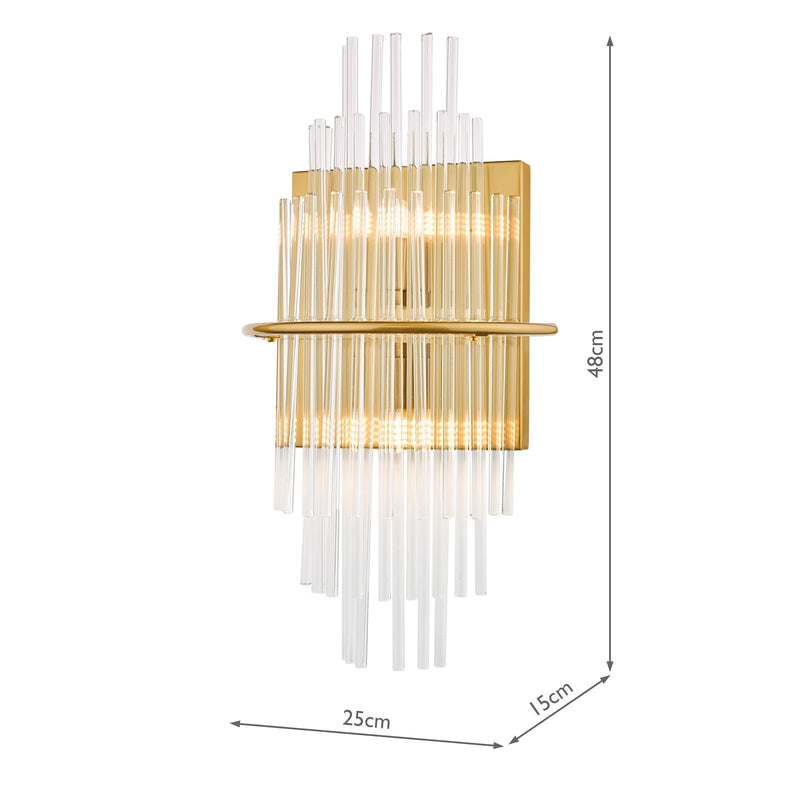 Load image into Gallery viewer, Dar Lighting LUK0935 Lukas 2 Light Wall Light Antique Gold Glass - 36962
