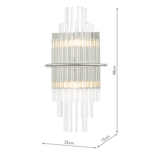 Dar Lighting LUK0950 Lukas 2 Light Wall Light Polished Chrome Glass - 36963
