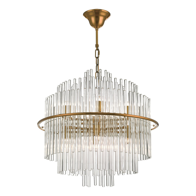 Load image into Gallery viewer, Dar Lighting LUK1735 Lukas 13 Light Pendant Brushed Antique Gold And Clear Glass - 35230
