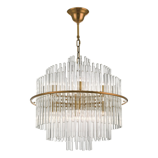 Dar Lighting LUK1735 Lukas 13 Light Pendant Brushed Antique Gold And Clear Glass - 35230