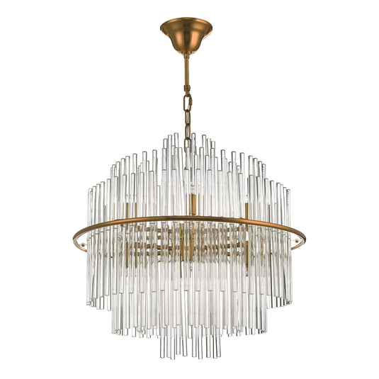 Dar Lighting LUK1735 Lukas 13 Light Pendant Brushed Antique Gold And Clear Glass - 35230