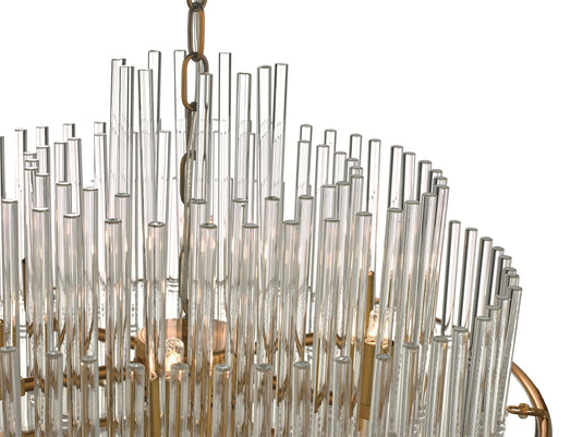 Dar Lighting LUK1735 Lukas 13 Light Pendant Brushed Antique Gold And Clear Glass - 35230
