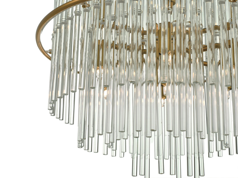 Load image into Gallery viewer, Dar Lighting LUK1735 Lukas 13 Light Pendant Brushed Antique Gold And Clear Glass - 35230
