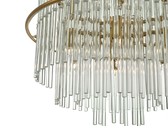 Dar Lighting LUK1735 Lukas 13 Light Pendant Brushed Antique Gold And Clear Glass - 35230