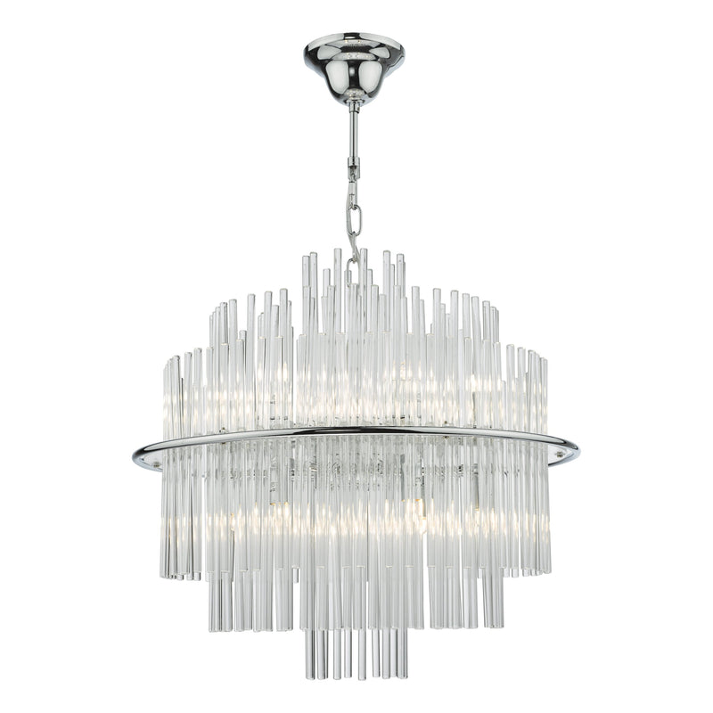 Load image into Gallery viewer, Dar Lighting LUK1750 Lukas 13 Light Pendant Polished Chrome Glass - 36964
