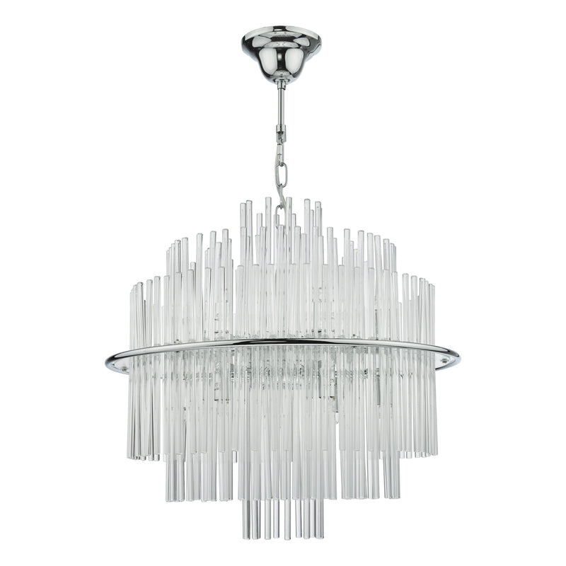 Load image into Gallery viewer, Dar Lighting LUK1750 Lukas 13 Light Pendant Polished Chrome Glass - 36964
