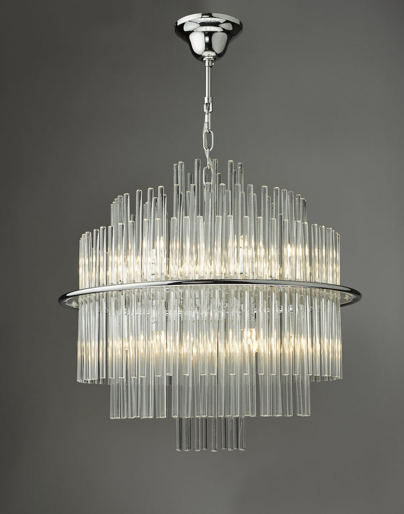 Load image into Gallery viewer, Dar Lighting LUK1750 Lukas 13 Light Pendant Polished Chrome Glass - 36964
