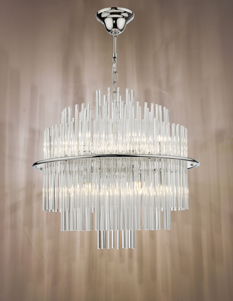 Load image into Gallery viewer, Dar Lighting LUK1750 Lukas 13 Light Pendant Polished Chrome Glass - 36964
