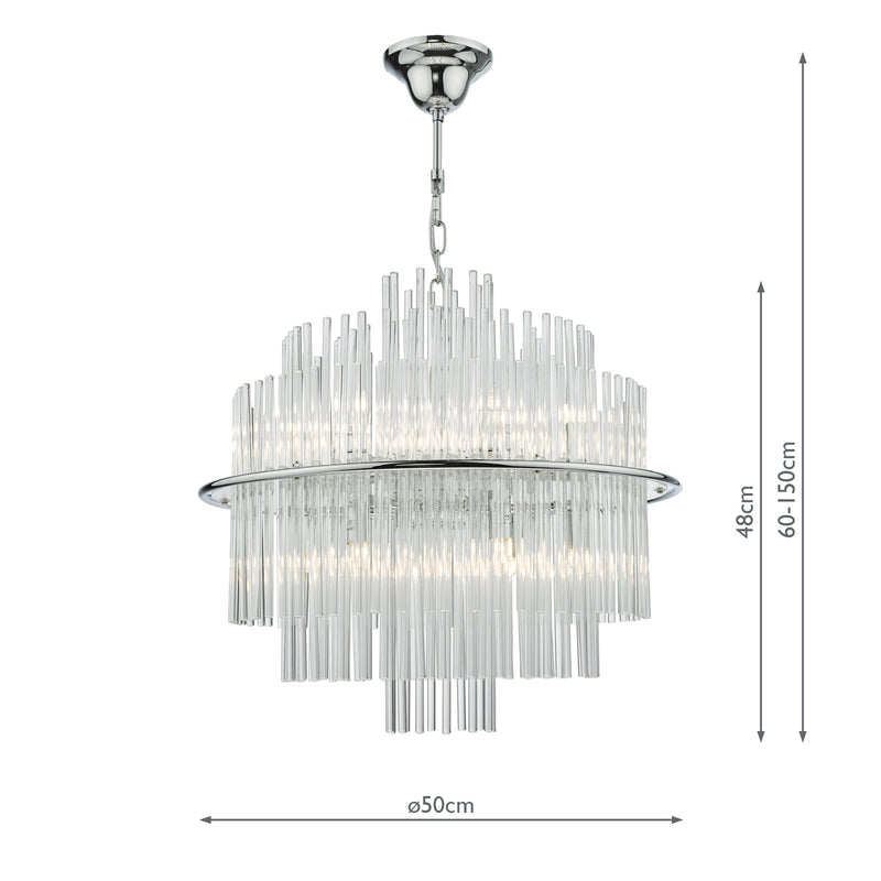 Load image into Gallery viewer, Dar Lighting LUK1750 Lukas 13 Light Pendant Polished Chrome Glass - 36964
