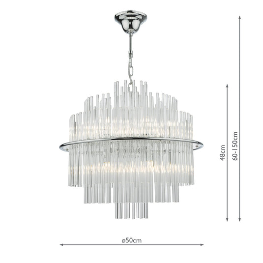 Dar Lighting LUK1750 Lukas 13 Light Pendant Polished Chrome Glass - 36964