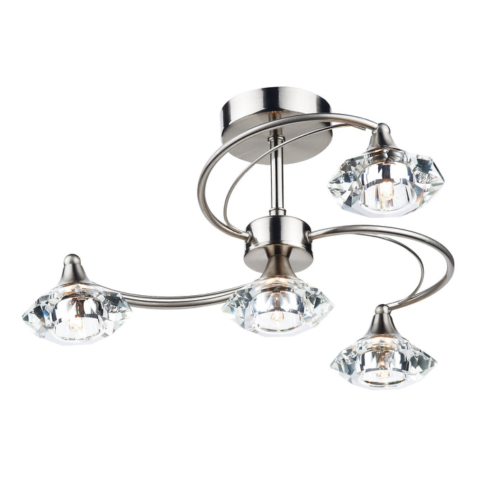 Dar Lighting LUT0446 Luther 4 Light Semi Flush Satin Chrome Crystal - 16811