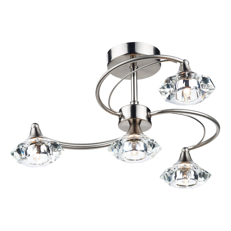 Load image into Gallery viewer, Dar Lighting LUT0446 Luther 4 Light Semi Flush Satin Chrome Crystal - 16811
