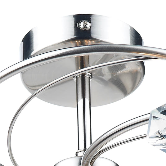 Dar Lighting LUT0646 Luther 6 Light Semi Flush Satin Chrome Crystal - 17967