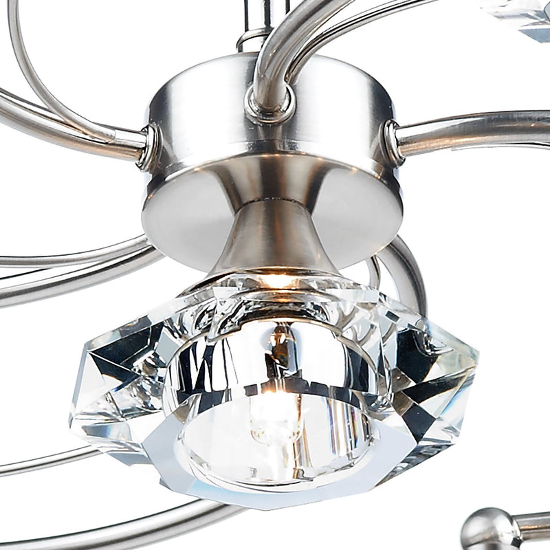 Load image into Gallery viewer, Dar Lighting LUT0646 Luther 6 Light Semi Flush Satin Chrome Crystal - 17967
