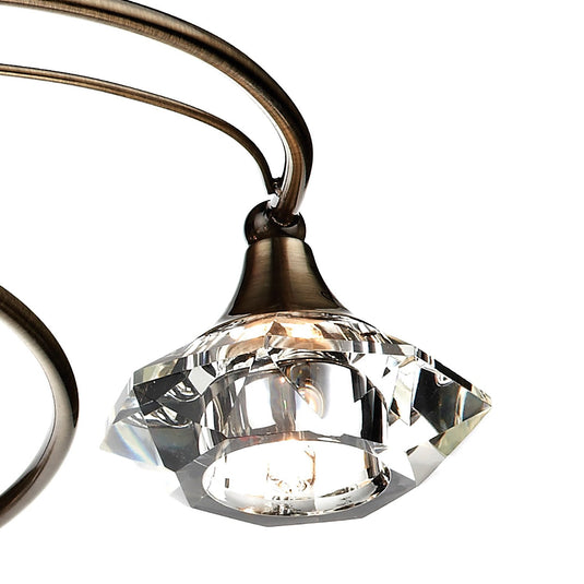 Dar Lighting LUT0675 Luther 6 Light Semi Flush Antique Brass Crystal - 17317