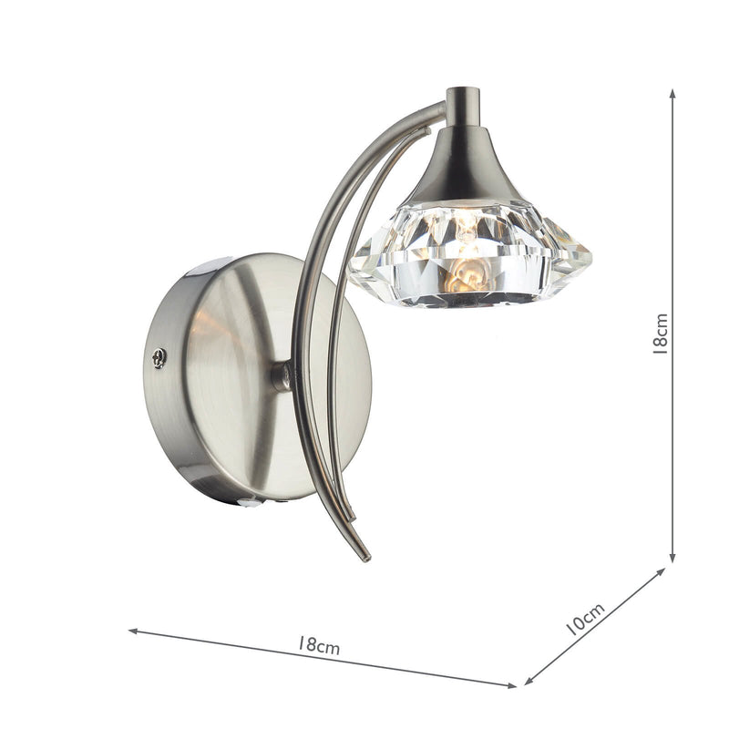 Load image into Gallery viewer, Dar Lighting LUT0746 Luther Single Wall Bracket Satin Chrome Crystal - 18231
