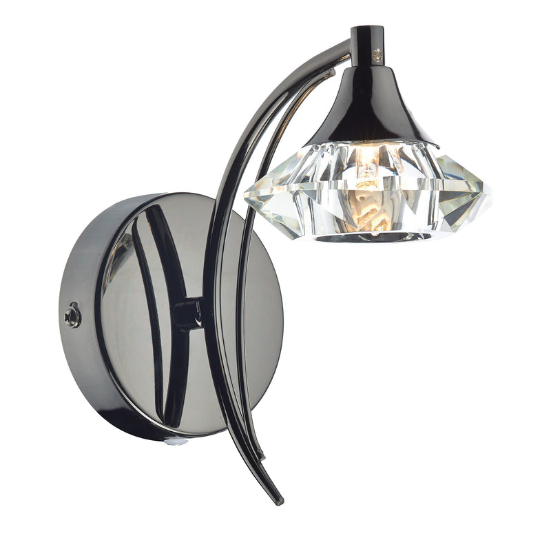Load image into Gallery viewer, Dar Lighting LUT0767 Luther Single Wall Bracket Black Chrome Crystal - 20563
