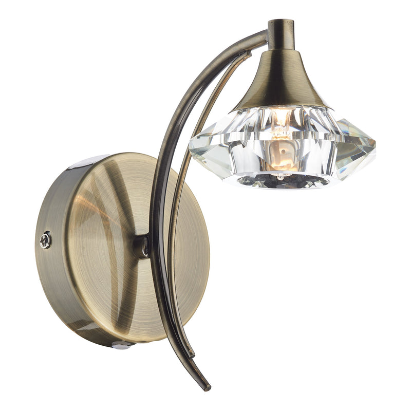 Load image into Gallery viewer, Dar Lighting LUT0775 Luther Crystal Single Wall Bracket Antique Brass - 16812
