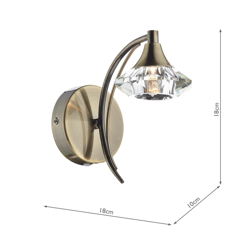 Load image into Gallery viewer, Dar Lighting LUT0775 Luther Crystal Single Wall Bracket Antique Brass - 16812
