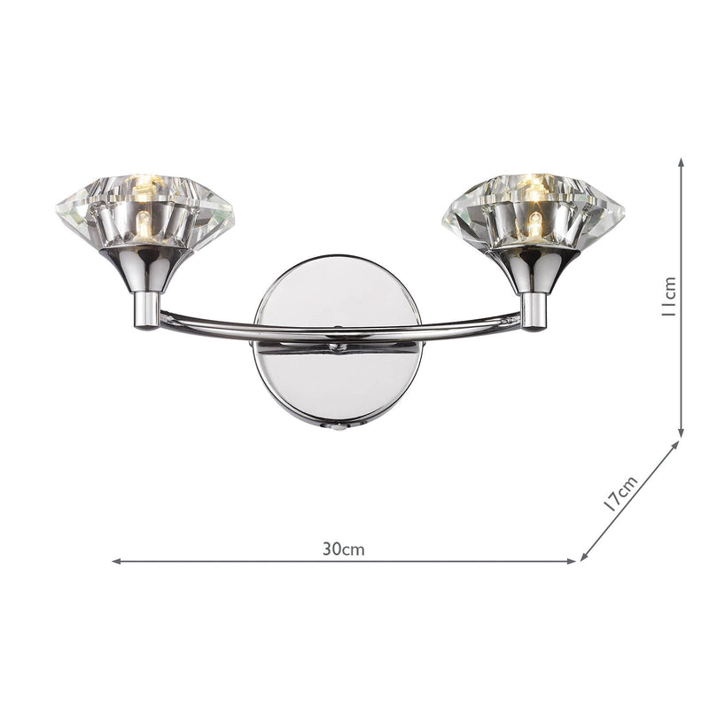 Load image into Gallery viewer, Dar Lighting LUT0950 Luther Double Wall Bracket Polished Chrome Crystal - 15928
