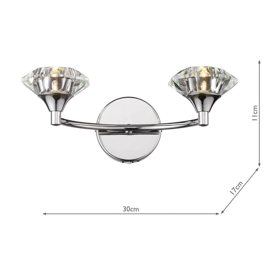 Dar Lighting LUT0950 Luther Double Wall Bracket Polished Chrome Crystal - 15928