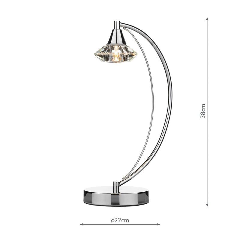 Load image into Gallery viewer, Dar Lighting LUT4150 Luther 1 Light Table Lamp Polished Chrome Crystal - 15929
