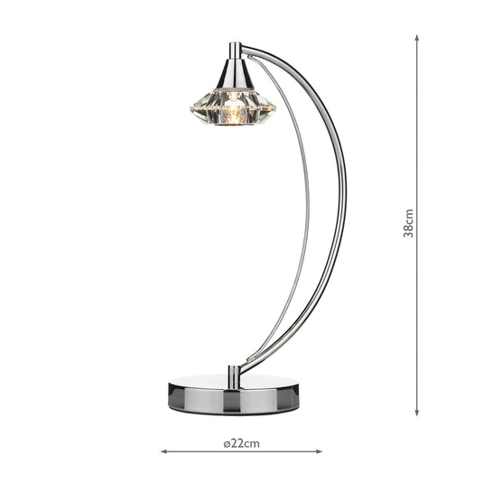 Dar Lighting LUT4150 Luther 1 Light Table Lamp Polished Chrome Crystal - 15929