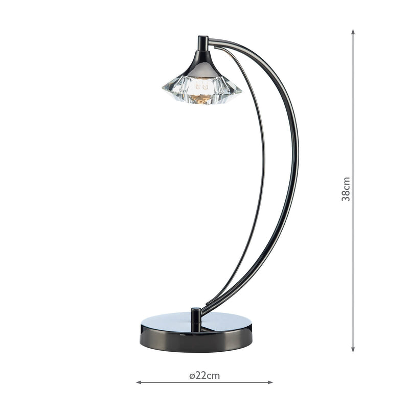 Load image into Gallery viewer, Dar Lighting LUT4167 Luther 1 Light Table Lamp Black Chrome Crystal - 20514
