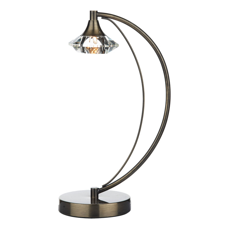 Load image into Gallery viewer, Dar Lighting LUT4175 Luther 1 Light Table Lamp Antique Brass Crystal - 17319
