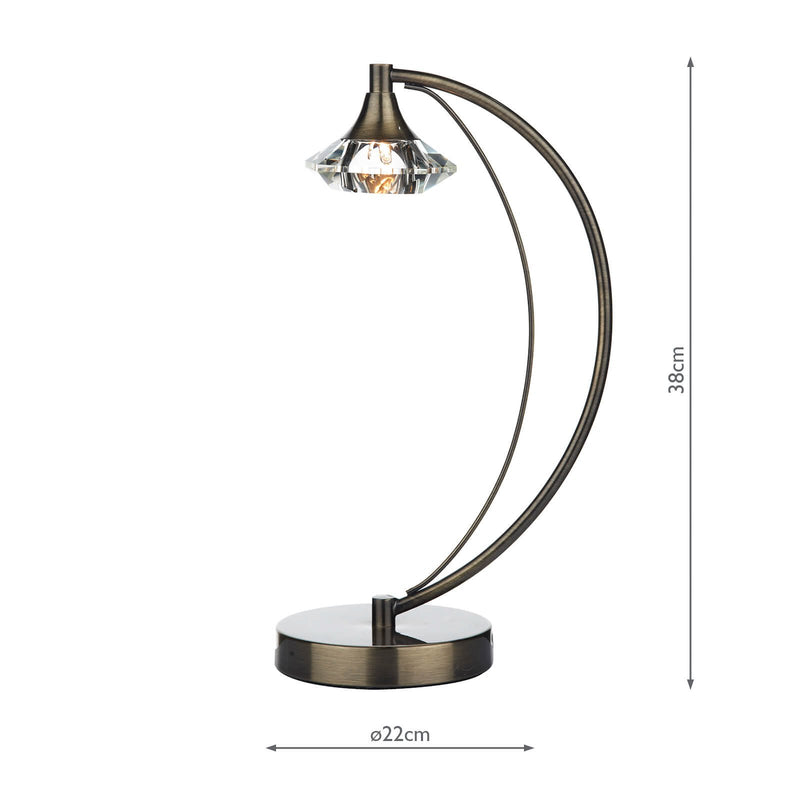 Load image into Gallery viewer, Dar Lighting LUT4175 Luther 1 Light Table Lamp Antique Brass Crystal - 17319
