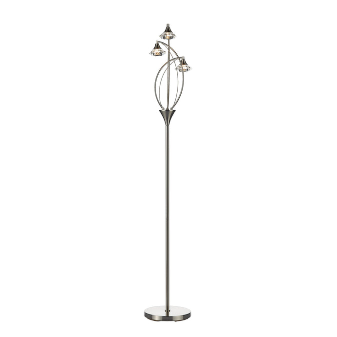 Dar Lighting LUT4946 Luther 3 Light Floor Lamp Satin Chrome Crystal - 22181