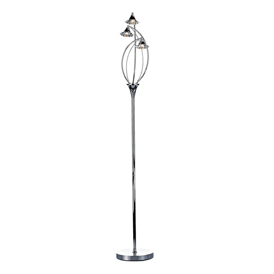 Dar Lighting LUT4950 Luther 3 Light Floor Lamp Polished Chrome Crystal - 17321