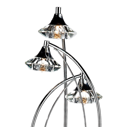 Dar Lighting LUT4950 Luther 3 Light Floor Lamp Polished Chrome Crystal - 17321