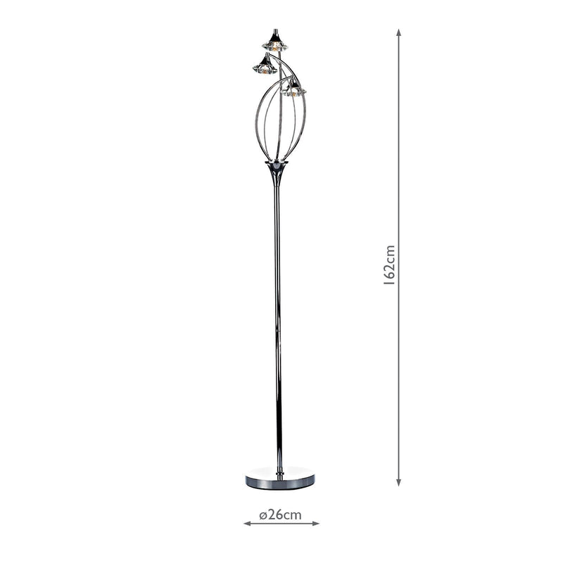 Load image into Gallery viewer, Dar Lighting LUT4950 Luther 3 Light Floor Lamp Polished Chrome Crystal - 17321
