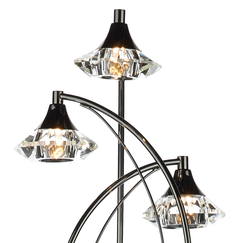 Load image into Gallery viewer, Dar Lighting LUT4967 Luther 3 Light Floor Lamp Black Chrome Crystal - 20564
