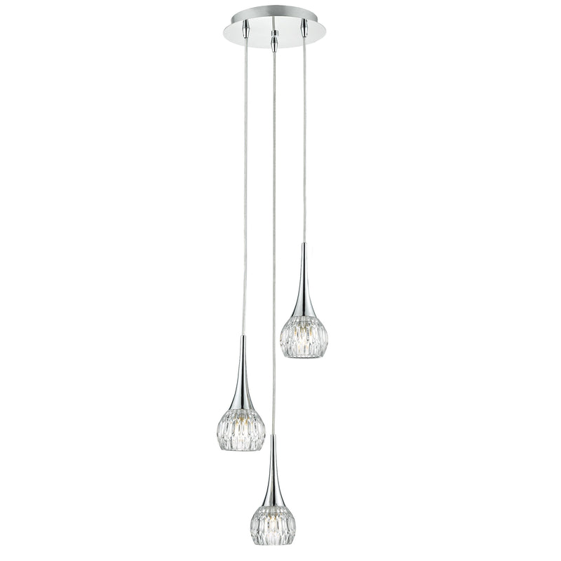 Load image into Gallery viewer, Dar Lighting LYA0350 Lyall 3 Light Spiral Polished Chrome &amp; Decorative Glass - 20690
