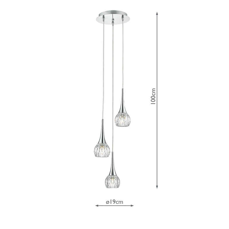 Load image into Gallery viewer, Dar Lighting LYA0350 Lyall 3 Light Spiral Polished Chrome &amp; Decorative Glass - 20690
