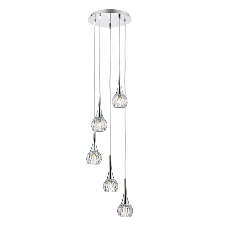Load image into Gallery viewer, Dar Lighting LYA0550 Lyall 5 Light Spiral Polished Chrome &amp; Decorative Glass - 21428
